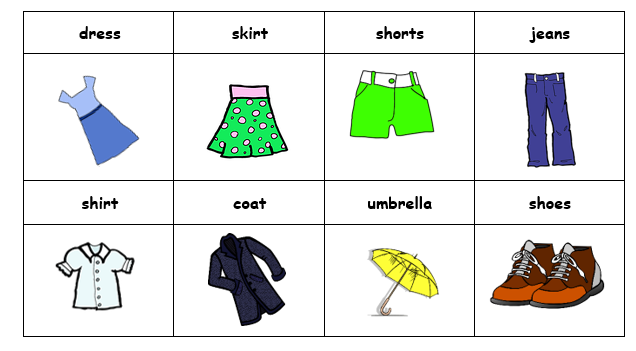 Unit 2 Activities: Clothes - Clothing Vocabulary